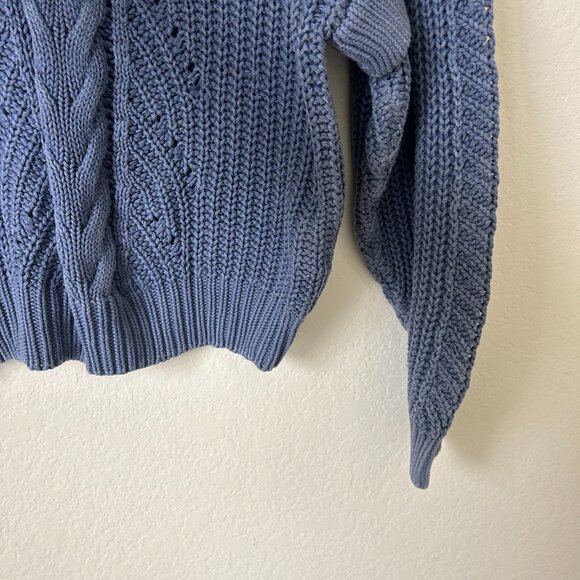 Wish The Label Sweater Womens XS Blue Ruffle Trim Knit Plaza Pullover Top - Picture 7 of 9